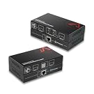 HDMI USB KVM Extender Dual Monitor Over Cat5e/6/6a/7 to 197ft, Plug & Play | Zero Latency Extended Dual View, Display 2 Monitors with 4 USB 2.0 Ports for Keyboard/Mouse, HDCP 1.4, PoC, 1080p@60Hz