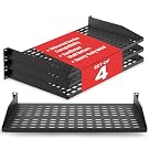 Pyle 19-Inch 1U Server Rack Shelf - 4 Pcs Vented Metal Shelves for Optimal Airflow, Wall or Rack MountableSupports up to 110 lbs, 17 x 10’ Shelf Tray for Cabinets, Computers & Network Equipment