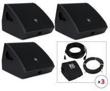 Electro-Voice PXM-12MP 12" 700W Powered Floor Monitor Triple Bundle